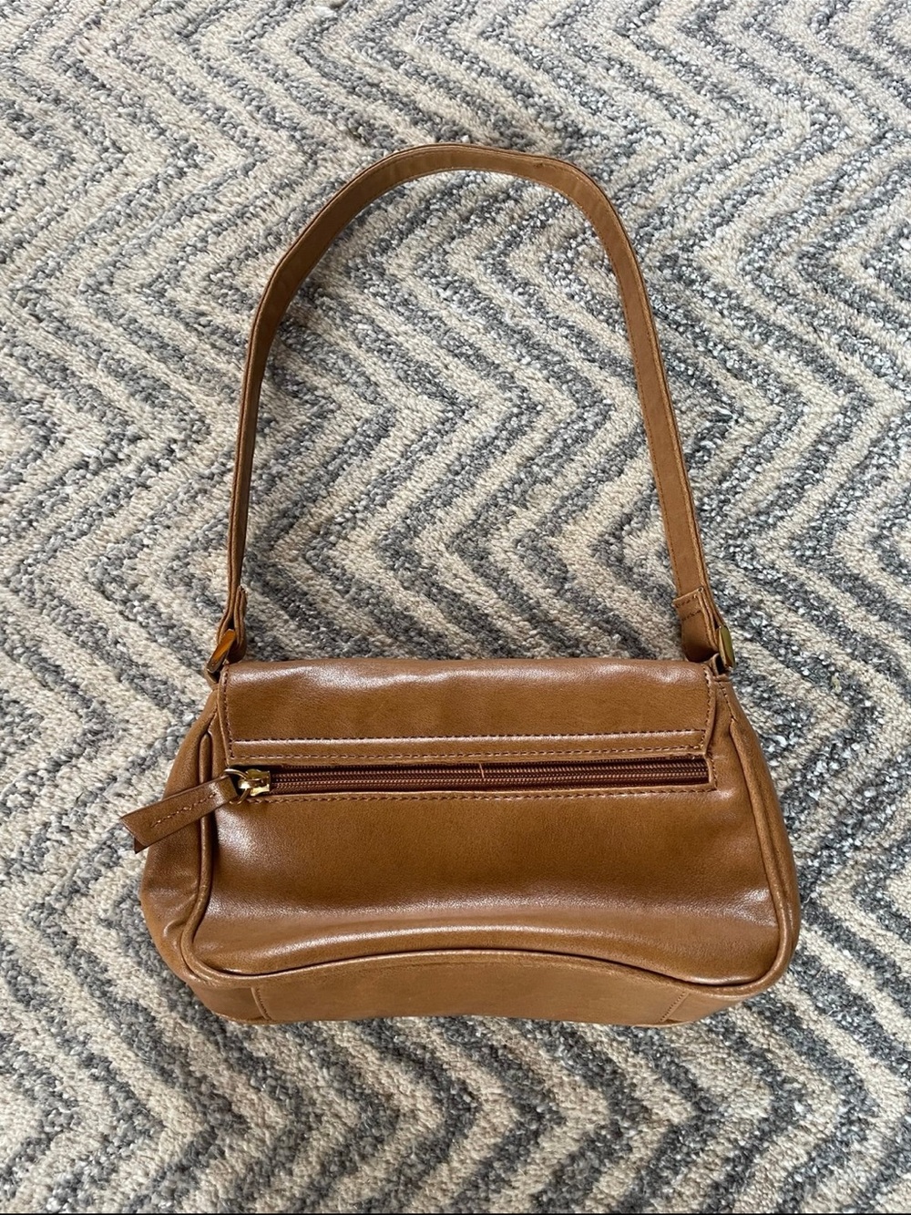 Monet Brown Leather Shoulder Bag - Picture 3 of 7